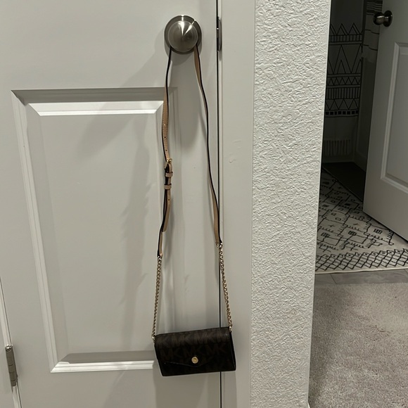 Michael Kors Crossbody Wallet - Chocolate Brown with MK Logo - Picture 2 of 4